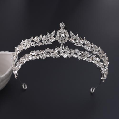 Bridal Tiaras, Tibetan Style, fashion jewelry & for woman & with rhinestone, silver color, nickel, lead & cadmium free, diameter 140mm, height 70mm, arc length 280-300mm, Sold By PC