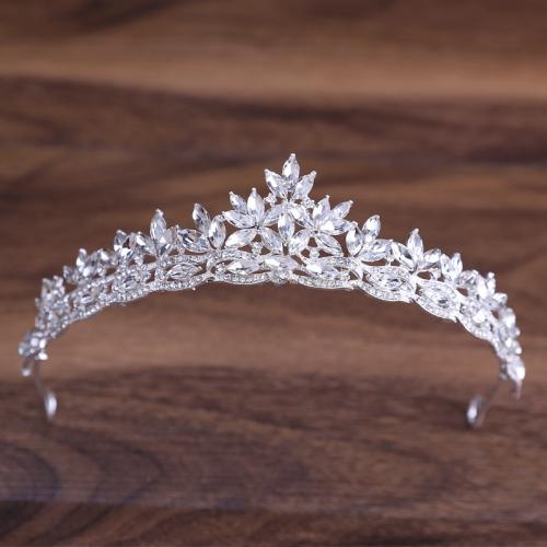 Bridal Tiaras Zinc Alloy with Crystal fashion jewelry & for woman & with rhinestone silver color nickel lead & cadmium free Sold By PC
