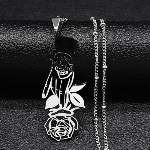 Stainless Steel Jewelry Necklace, 304 Stainless Steel, fashion jewelry & Unisex, more colors for choice, 55x20mm, Length:Approx 50 cm, Sold By PC