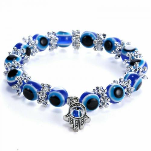 Evil Eye Jewelry Bracelet Copper Coated Plastic with Zinc Alloy fashion jewelry & for woman Sold By Strand