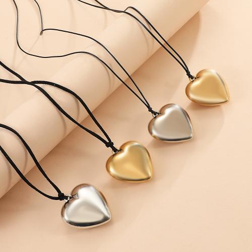 CCB Necklaces, Copper Coated Plastic, with Wax Cord, Heart, Adjustable & different styles for choice & for woman, more colors for choice, 42x45mm, Sold Per Approx 152 cm Strand