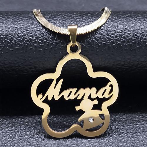Stainless Steel Jewelry Necklace, 304 Stainless Steel, with 10cm extender chain, polished, fashion jewelry & Unisex & with rhinestone, more colors for choice, 40x35mm, Length:Approx 40 cm, Sold By PC
