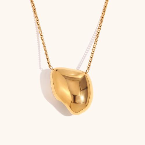 Stainless Steel Jewelry Necklace, 316L Stainless Steel, with 5cm extender chain, 18K gold plated, fashion jewelry & for woman, golden, 23.70x30.20mm, Sold Per Approx 40 cm Strand
