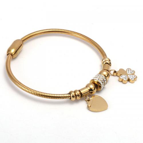 Acier inoxydable 304 European Bracelet, coeur, bijoux de mode & pour femme & avec strass, plus de couleurs à choisir, Longueur:Environ 17 cm, Vendu par PC