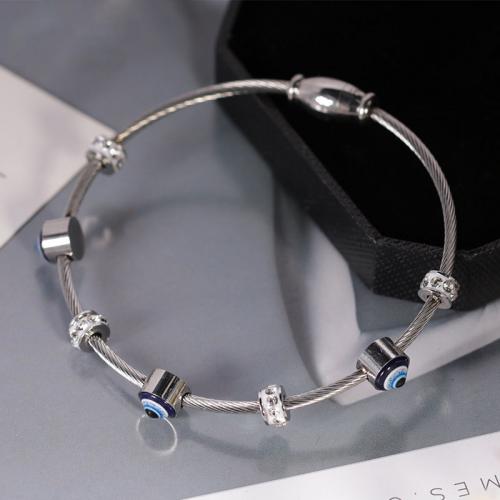 304 Stainless Steel European Bangle Vacuum Ion Plating fashion jewelry & for woman & with rhinestone Length Approx 17 cm Sold By PC