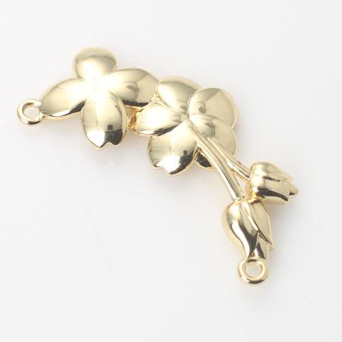 Brass Jewelry Connector, Flower, gold color plated, DIY & 1/1 loop, nickel, lead & cadmium free, 35.20x17.50x4.20mm, Sold By PC