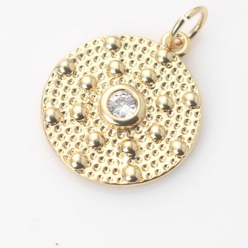 Cubic Zirconia Micro Pave Brass Pendant Round gold color plated DIY & micro pave cubic zirconia nickel lead & cadmium free Sold By PC
