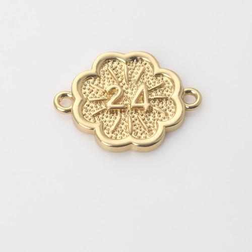 Brass Jewelry Connector, Four Leaf Clover, gold color plated, DIY & 1/1 loop, nickel, lead & cadmium free, 18.30x14x1.60mm, Sold By PC
