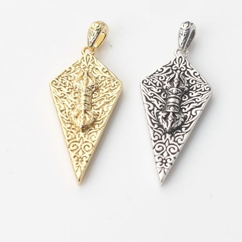 Brass Jewelry Pendants, Rhombus, plated, DIY, more colors for choice, nickel, lead & cadmium free, 32.60x15x3.40mm, Sold By PC
