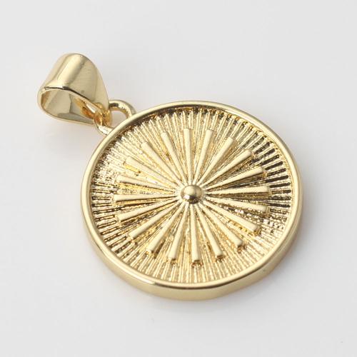 Brass Jewelry Pendants, Round, gold color plated, DIY, nickel, lead & cadmium free, 19.40x16.60x2.10mm, Sold By PC