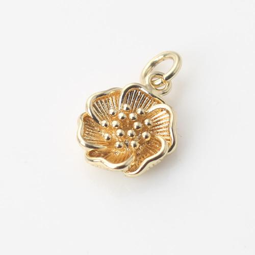 Brass Jewelry Pendants Flower gold color plated DIY nickel lead & cadmium free Sold By PC