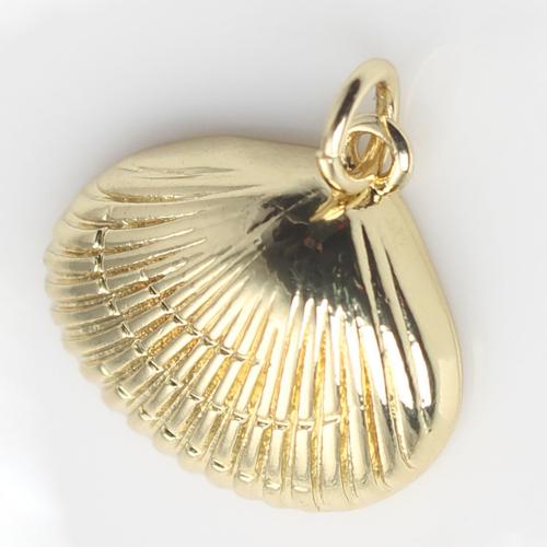 Bijoux pendentifs en laiton, coquille, Placage de couleur d'or, DIY, protéger l'environnement, sans nickel, plomb et cadmium, 17.60x14.50x5.60mm, Vendu par PC