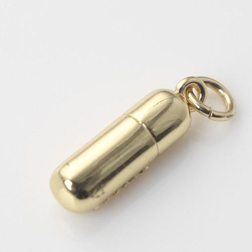Brass Jewelry Pendants, Capsule, gold color plated, DIY, nickel, lead & cadmium free, 17x4.70x4.70mm, Sold By PC