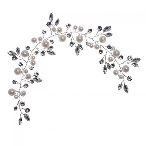 Headband Zinc Alloy with Glass Rhinestone & Plastic Pearl for woman nickel lead & cadmium free Length Approx 21 cm Sold By PC