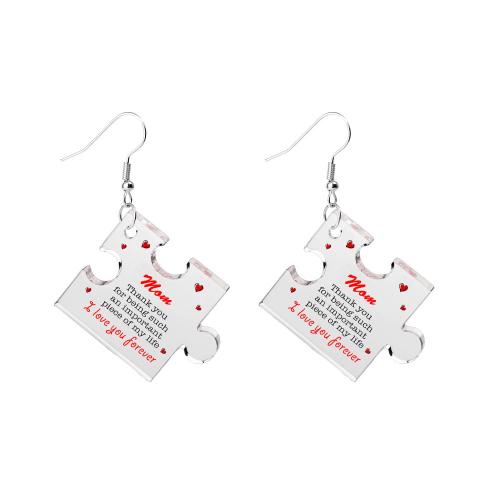 Acrylic Jewelry Earring, printing, fashion jewelry & for woman, white, 50x30mm, Sold By Pair