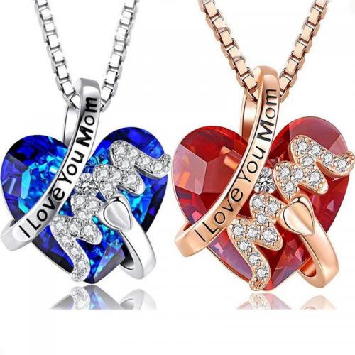 Tibetan Style Jewelry Necklace, Heart, plated, fashion jewelry & for woman & with rhinestone, more colors for choice, nickel, lead & cadmium free, Length:Approx 41-50 cm, Sold By PC
