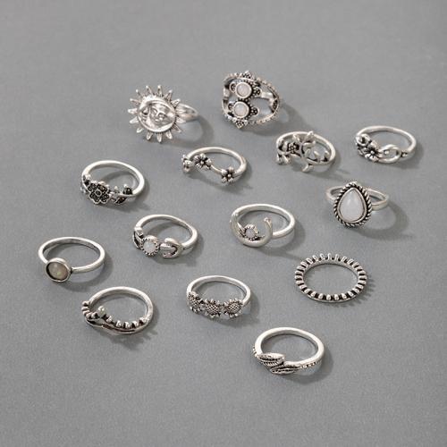 Juego de anillos de aleación de zinc, chapado, Joyería & diferentes estilos para la opción & para mujer, libre de níquel, plomo & cadmio, Vendido por Set