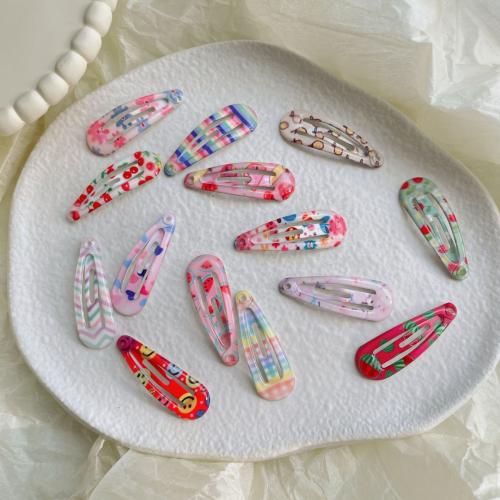Hair Snap Clips Zinc Alloy printing Girl & epoxy gel nickel lead & cadmium free 30mm Approx Sold By Bag