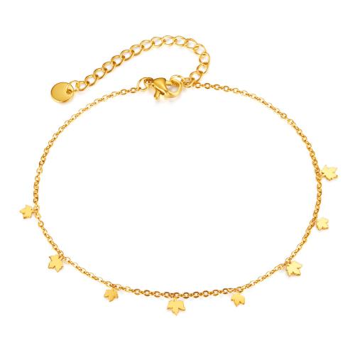 Stainless Steel Anklet, 316 Stainless Steel, with 6CM extender chain, plated, for woman, golden, Length:Approx 21.5 cm, Sold By PC