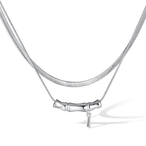 Stainless Steel Jewelry Necklace, 316 Stainless Steel, with Brass, with 5.5CM extender chain, plated, for woman, platinum color, Length:Approx 46.5 cm, Sold By PC