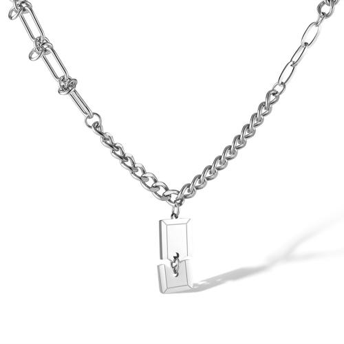 Collier de bijoux en acier inoxydable, Acier inoxydable 316, avec 5CM chaînes de rallonge, Placage, pour femme, couleur platine, Longueur:Environ 53 cm, Vendu par PC