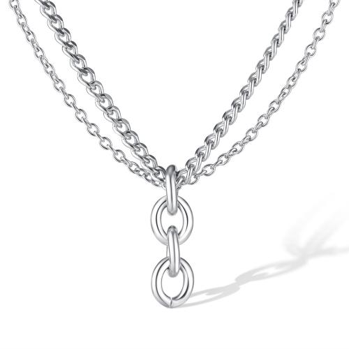 Stainless Steel Jewelry Necklace, 316 Stainless Steel, plated, for woman, platinum color, Length:Approx 49 cm, Sold By PC
