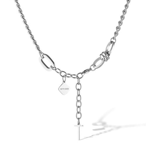 Edelstahl Schmuck Halskette, 316 Edelstahl, plattiert, für Frau, Platin Farbe, Länge:ca. 51 cm, verkauft von PC