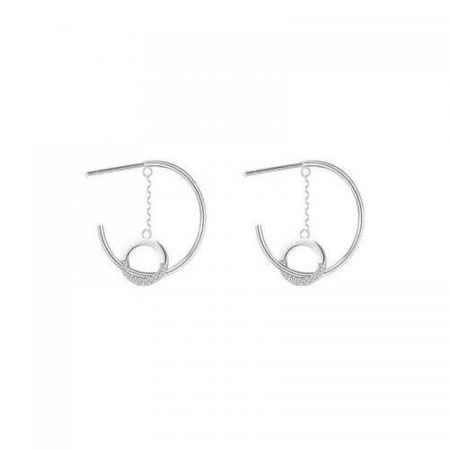 Cubic Zirkonia Micro Pave Sterling Silver Korvakorut, 925 Sterling Silver, päällystetty, Micro Pave kuutiometriä zirkonia & naiselle, hopea, 18mm, Myymät Pair
