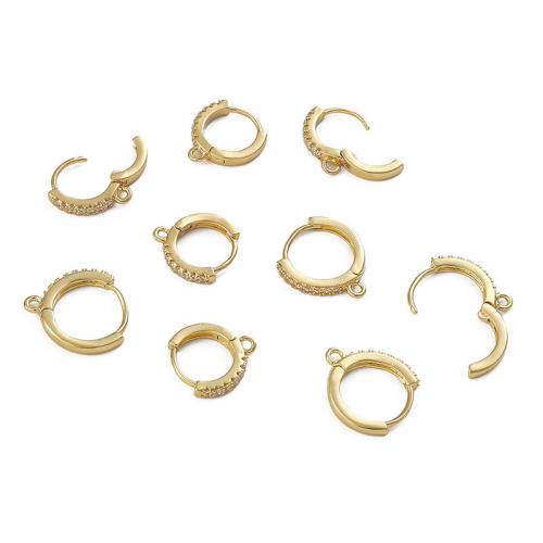 Brass Hoop Earring Components, plated, DIY & different size for choice & micro pave cubic zirconia & for woman, golden, 2PCs/Bag, Sold By Bag