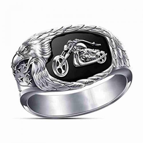 Zinc Alloy Finger Ring plated & for man & enamel silver color Sold By PC