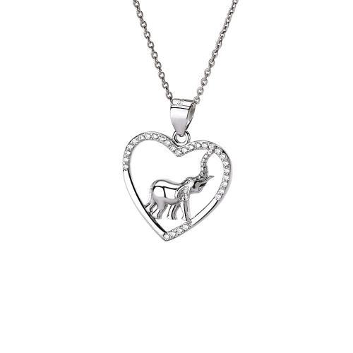 Cubic Zirconia Micro Pave 925 Sterling Silver Pendant Heart platinum plated & micro pave cubic zirconia & for woman Sold By PC