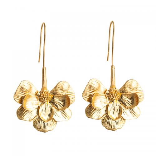 Tibetan Style Drop Earring, Flower, plated, fashion jewelry & for woman, more colors for choice, 40x75mm, Sold By Pair