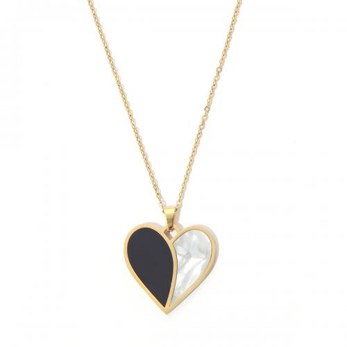 Titanium Steel Necklace with Acrylic Heart Vacuum Ion Plating fashion jewelry & for woman Length Approx 40-45 cm Sold By PC