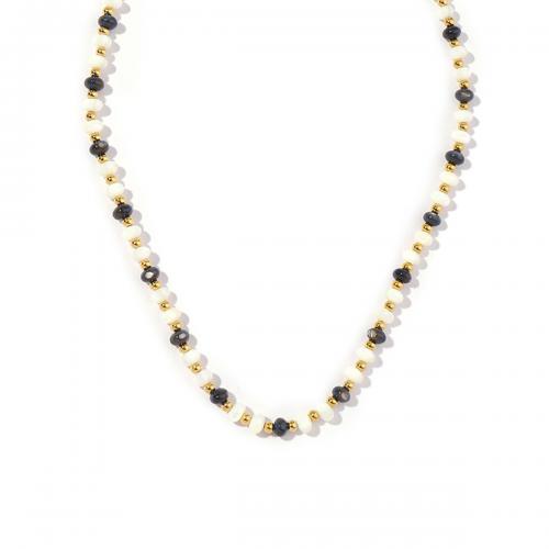 Titanstahl Halskette, mit Naturstein, Modeschmuck & für Frau, gemischte Farben, Länge ca. 40-47.5 cm, verkauft von PC