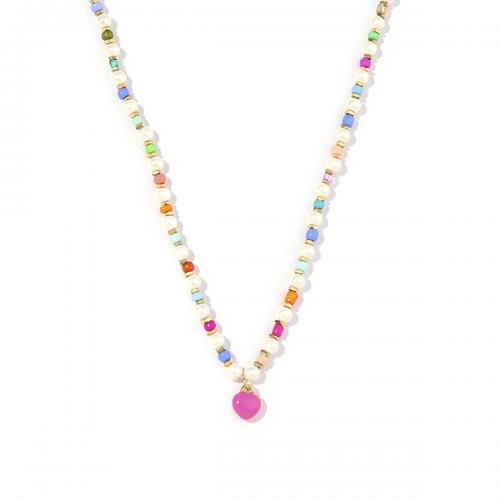 Titanstahl Halskette, mit Synthetische Türkis & Kunststoff Perlen, Modeschmuck & für Frau & Emaille, gemischte Farben, Länge:ca. 43-49 cm, verkauft von PC