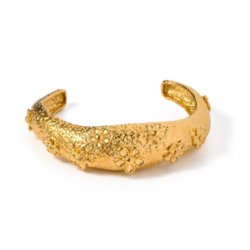 Bracelete de aço inoxidável, Aço inoxidável 304, 18K banhado a ouro, joias de moda & para mulher, dourado, 21.50mm, Diametro interno:Aprox 68.5mm, vendido por PC