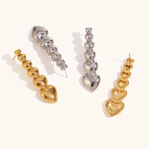 Stainless Steel Stud Earrings, 316L Stainless Steel, Heart, Vacuum Ion Plating, fashion jewelry & for woman, more colors for choice, Sold By Pair