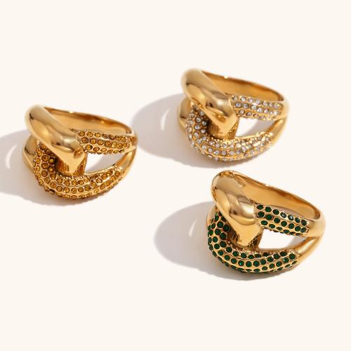 Zirkonia Edelstahl-Finger- Ring, 316 L Edelstahl, 18K vergoldet, verschiedene Größen vorhanden & Micro pave Zirkonia & für Frau, goldfarben, verkauft von PC