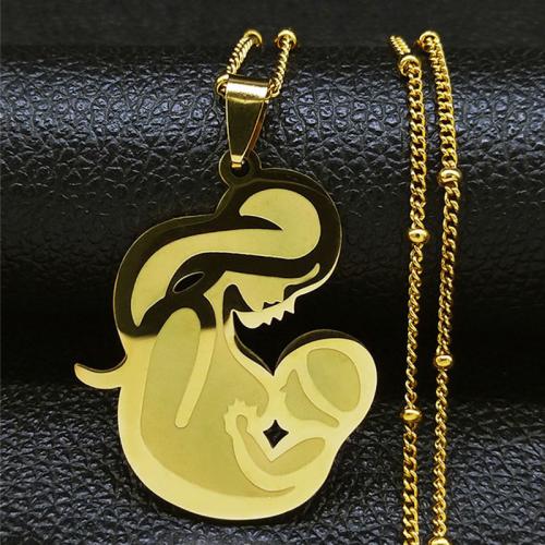 Stainless Steel Jewelry Necklace, 304 Stainless Steel, polished, fashion jewelry & Unisex, golden, 40x32mm, Length:Approx 50 cm, Sold By PC