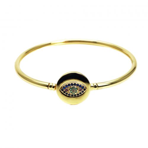 Brass Bracelet & Bangle & for woman & with rhinestone golden nickel lead & cadmium free Inner Approx 56.6mm Sold By PC