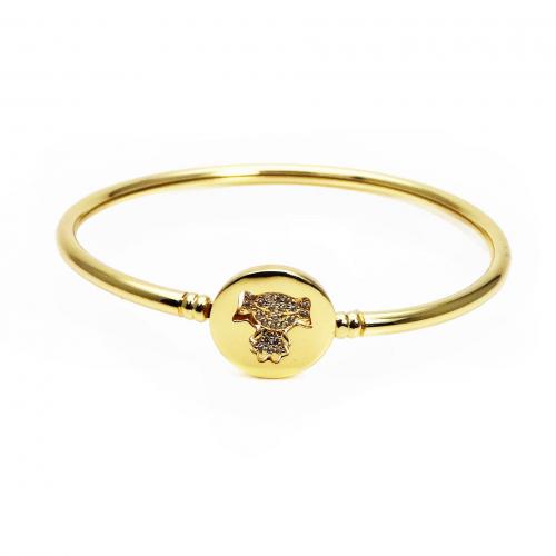 Brass Bracelet & Bangle & for woman & with rhinestone golden nickel lead & cadmium free Inner Approx 56.6mm Sold By PC