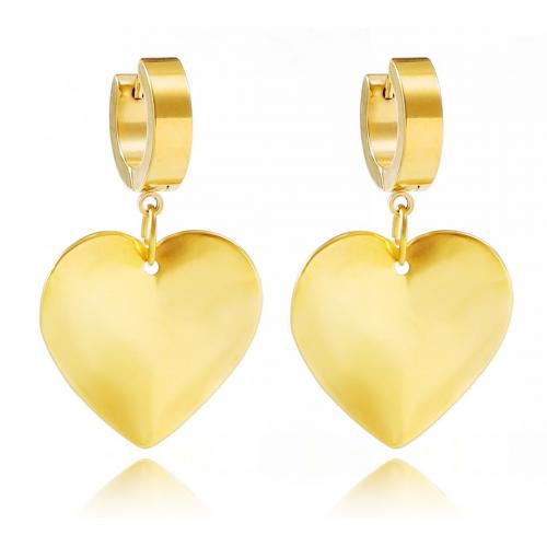 هوج قطره حلق, 304 الفولاذ المقاوم للصدأ, قلب, مجوهرات الموضة & للمرأة, ذهبي, 22x38mm, تباع بواسطة زوج