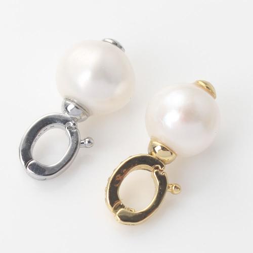 Brass Jewelry Pendants with Plastic Pearl Round plated DIY nickel lead & cadmium free Sold By PC