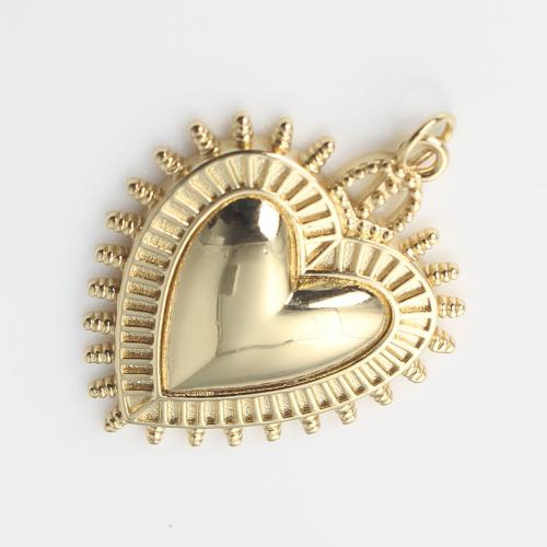 Brass Heart Pendants, gold color plated, DIY, nickel, lead & cadmium free, 31.60x25.40x4.30mm, Sold By PC
