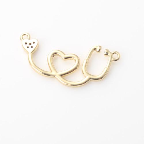 Brass Jewelry Connector Heart gold color plated DIY & 1/1 loop nickel lead & cadmium free Sold By PC