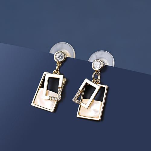 Zinc Alloy Drop Earrings with Acrylic plated fashion jewelry & with rhinestone golden nickel lead & cadmium free Sold By Pair