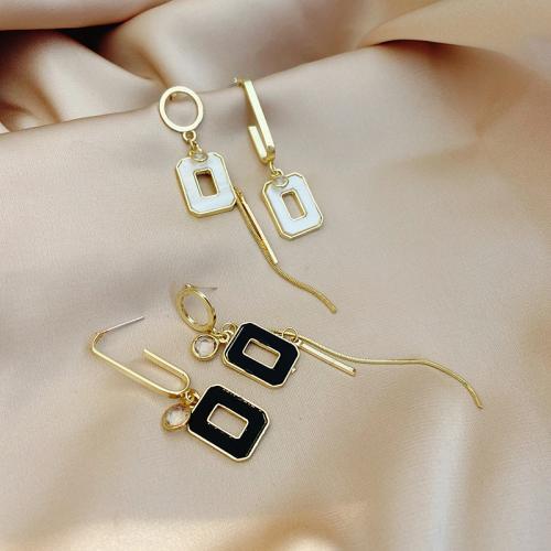 Asymmetric Earrings Zinc Alloy with Acrylic plated fashion jewelry & with rhinestone nickel lead & cadmium free Sold By Pair