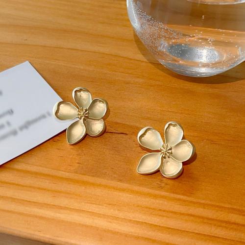 Acrylic Jewelry Earring Zinc Alloy with Acrylic Flower plated fashion jewelry gold nickel lead & cadmium free 39mm Sold By Pair