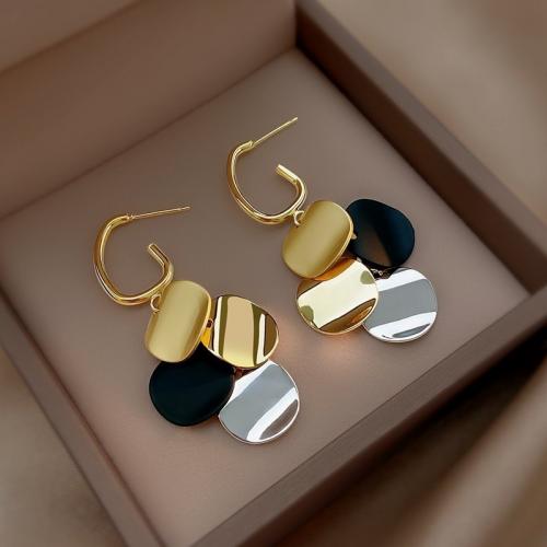 Zinklegierung Ohrringe, Einbrennlack, Modeschmuck, goldfarben, frei von Nickel, Blei & Kadmium, 21x58mm, verkauft von Paar