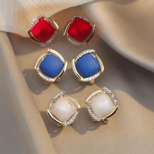 Zinc Alloy Stud Earring with ABS Plastic Pearl plated fashion jewelry & with rhinestone nickel lead & cadmium free Sold By Pair